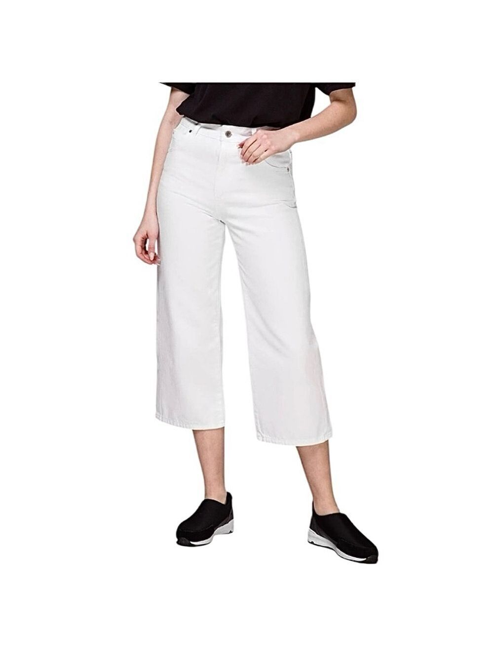 SUPERDRY London white wide leg crop jeans high waist 100% cotton 26